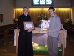 Revd. Owen Barraclough & Jeremy Hitchings with the Bliss Trophy and Certificate